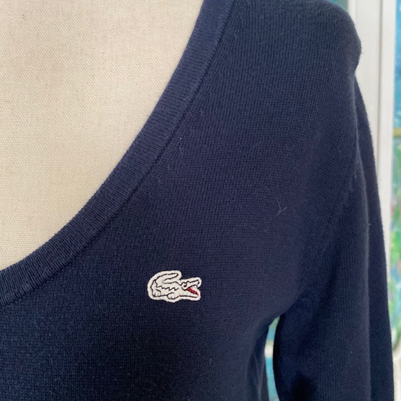 Lacoste Navy Blue Scoop Neck Short Sleeve Tunic Sweater Dress - 36 - XS 4 - Picture 4 of 12